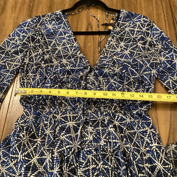 Maje Rufflani Ruffled 3/4 sleeve blue Midi Dress size 38 4/6 Medium - Picture 10 of 11